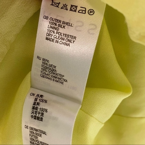 Reiss Leia 100% Silk Pleated Citrus Chartreuse Lined Dress 6 Sleeveless - Picture 7 of 7